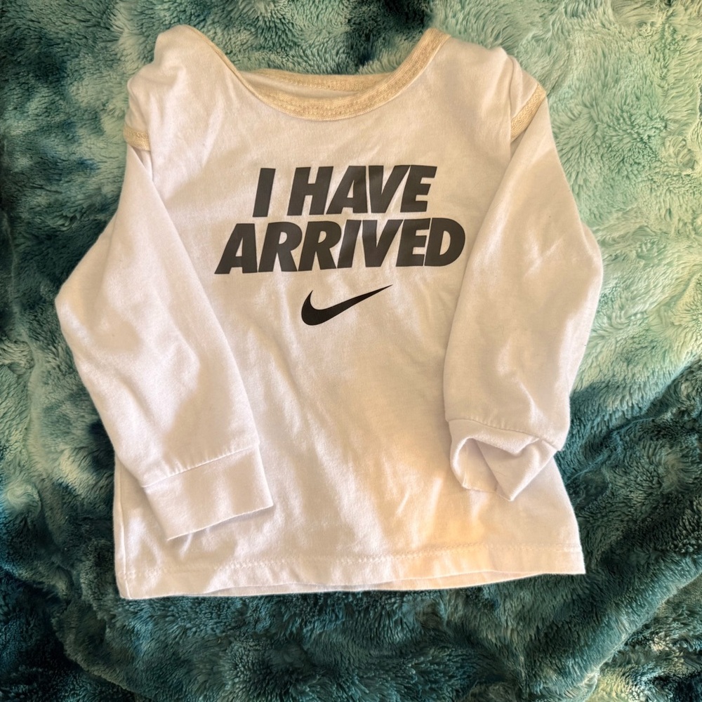 Nike Kids White Long Sleeve Tee with Bold Print